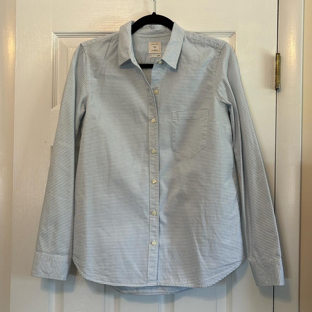 Blue and White Striped Button Down